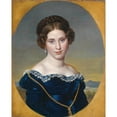 thumbnail image 2 of Eduard Friedrich Leybold 12x14 Gold Ornate Wood Frame and Double Matted Museum Art Print Titled - Portrait of a Lady in Front of a Landscape Background (1822), 2 of 4