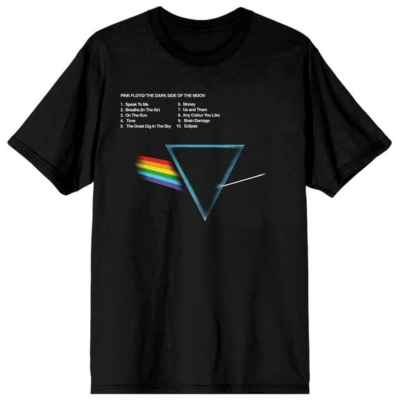 Pink Floyd Dark Side Of The Moon Back Album Cover Crew Neck Short Sleeve Men's Black T-shirt-Medium