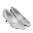 thumbnail image 3 of LuckLilac Women's Pumps 2.1inch Shoes Slip-Resistant Dress Shoes, Low Kitten Heel, Pointy Toe, Silver,7M, 3 of 5