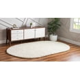 thumbnail image 4 of Unique Loom 3151381 5 x 8 ft. Solid Shag Oval Rug, Ivory, 4 of 15
