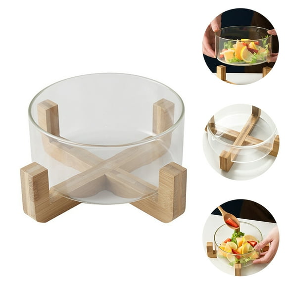 PAMINGONO 1 Set Clear Salad Bowls Heatproof Borosilicate Glass Round Design For Photography