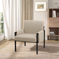 Subrtex Upholstered Modern Accent Chair with Metal Frame, Khaki Linen