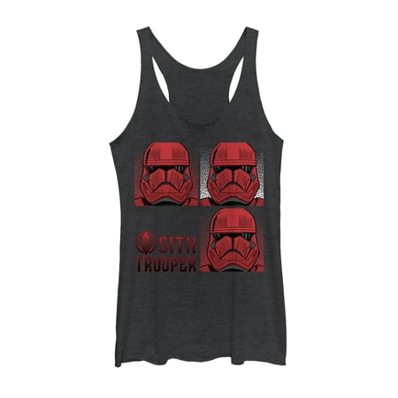 Women s Star Wars: The Rise of Skywalker Sith Trooper Panels Racerback Tank Top Black Heather Small