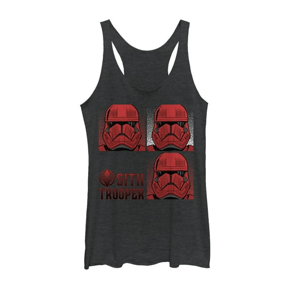 Women's Star Wars: The Rise of Skywalker Sith Trooper Panels Racerback Tank Top Black Heather Large