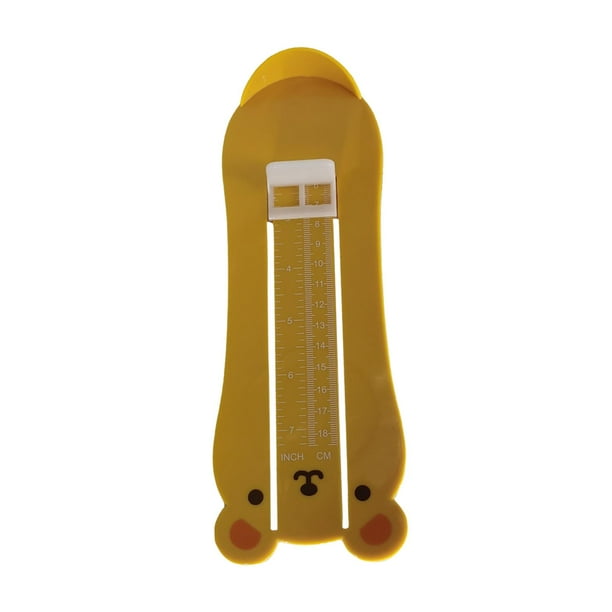 Regla de medición para pies de niños, medidor de osos de dibujos animados, resistente, práctica, reutilizable. amarillo