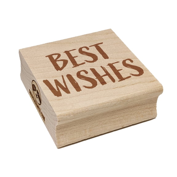 Best Wishes Sketchy Fun Text Square Rubber Stamp Stamping Scrapbooking Crafting - Medium 1.75in