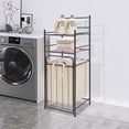 thumbnail image 4 of 3-Tier Laundry Storage Basket Rack Laundry Rack with Removable Bag Laundry Basket with Shelf for Homes, 4 of 24