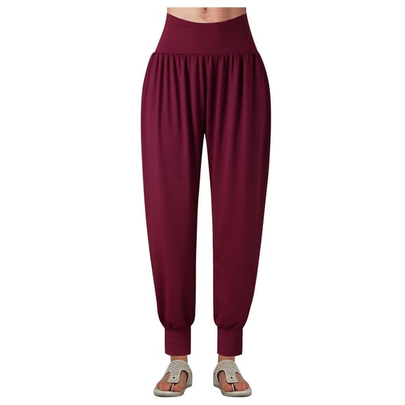 EDFBUYKRS Female Women Pants Casual Workout Pants Women Loose Fit Women Solid Color Casual Loose Harem Pants Women Trousers Tie Feet Xxl