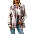 thumbnail image 1 of Women Plaid Flannel Shirt Jacket Button Down Lapel Long Sleeve Shacket Cardigan Coats Fall Spring Clothes, 1 of 6