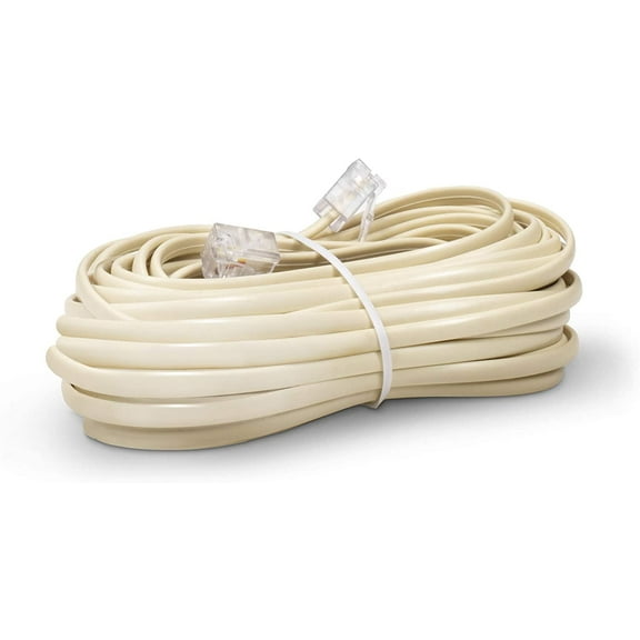 THE CIMPLE CO - 25 FT Feet Modular Phone Line Cord - High Quality 2 Conductor - Ivory - 1 Pack