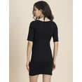 thumbnail image 4 of Moomaya Solid Tie Up Midi Dress For Women, Short Sleeves Bodycon Dress, 4 of 9