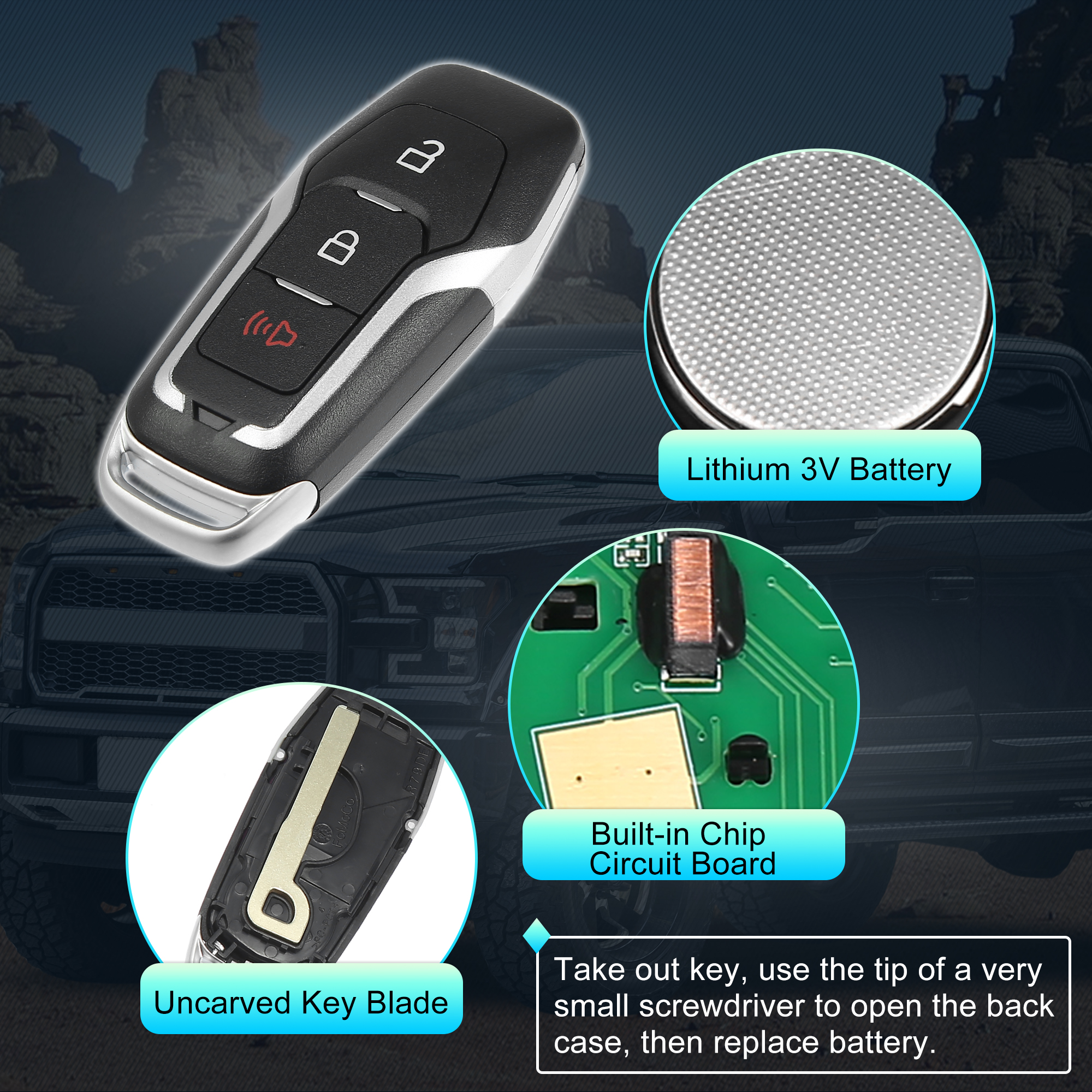 315MHz M3N-A2C31243800 Keyless Entry Remote Key Fob for Ford 
