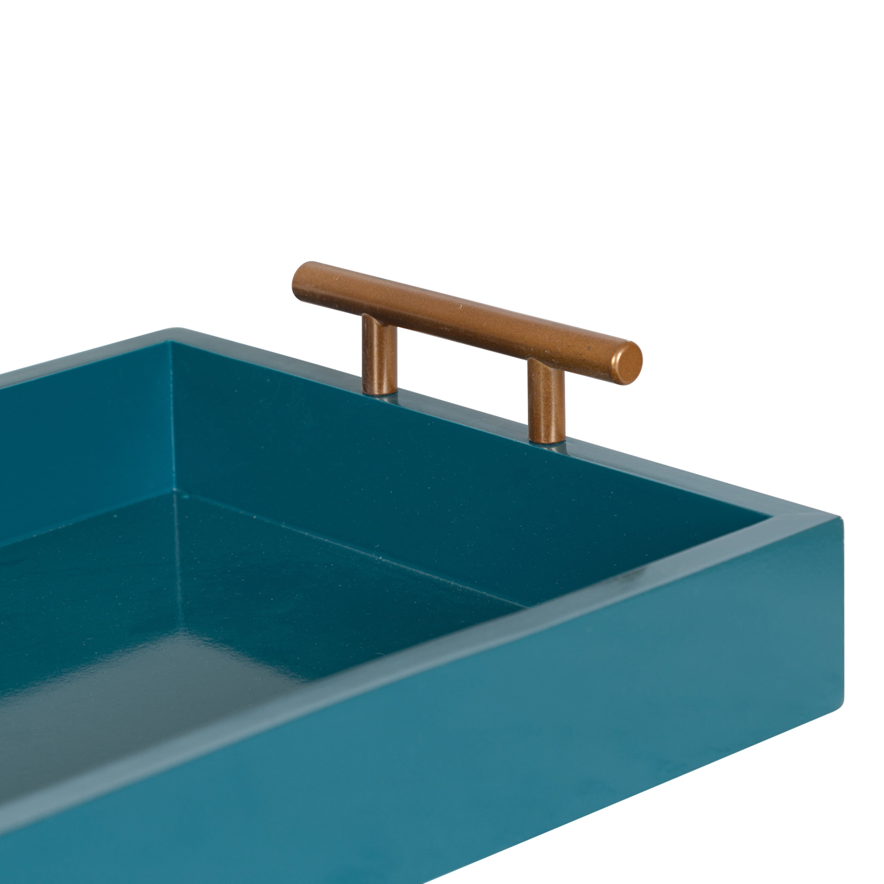 Kate and Laurel Lipton Modern Narrow Tray, 10 x 24, Teal, Midcentury Serving Tray for Storage and Display