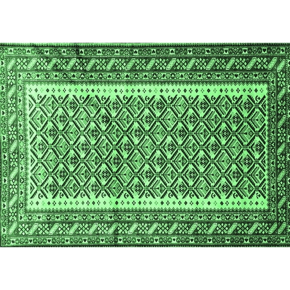 Ahgly Company Indoor Rectangle Persian Emerald Green Traditional Area Rugs, 5' x 7'