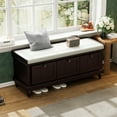 thumbnail image 4 of Nmkwnr Storage Ottoman with Cushion and 3 Drawers, Classic Storage Bench for Living Room, Entryway, Hallways, Dark Brown, 4 of 10