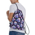 thumbnail image 4 of Yiaed cool flower Skull Print Drawstring Bags Drawstring Backpack Bulk String Back Pack Gym Sport Bag-Small, 4 of 5