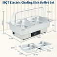 thumbnail image 4 of 600W Electric Stainless Steel Chafing Dish Buffet Server Warmer with 2 Half Size Pan Clear Roll Top for Parties Hotels Restaurants, 4 of 7