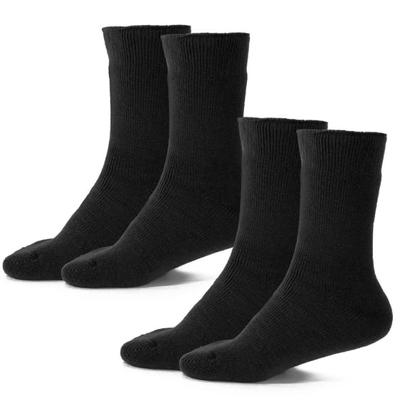 Arctic Snug Men and Women Thermal Winter Fleeced Lined Heat Socks (Black / Black, 10-13, 2 Pack)