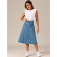 thumbnail image 3 of DARING DIVA Women's Button Front High Waist A-Line Midi Skirts L Light Blue, 3 of 6