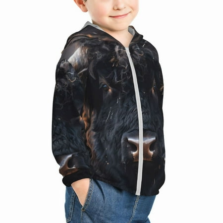 

Uemuo Majestic Black Yak Pattern Rash Guard for Boys Girls Long Sleeve Swim Shirts UPF 50+ UV Sun Protection Hooded Fishing Shirt with Pocket for Kid-18 Months