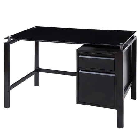 Glass Top Metal Frame Computer Desk w/ Drawers - Walmart.com