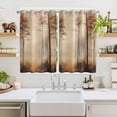 thumbnail image 2 of Brown Forest Kitchen Curtains 72 Inch Length, Mysterious Rustic Farmhouse Tree Grommet Top Bedroom Living Room Curtains, Light Filtering Cafe Curtain Drapes 2 Panels Set 104''x72'', 2 of 9