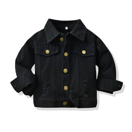 

ZMHEGW Toddler Jackets Boys Girls Windproof Solid Denim Warm Outerwear Kids Coats
