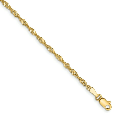 Roy Rose Jewelry 14K Yellow Gold 2mm Singapore Chain Bracelet ~ Length 7'' inches