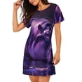thumbnail image 2 of Disketp Purple Hippo In Water para Camisón Corto de Manga Corta para Mujeres, Camisón Cómodo con Escote Redondo, Bonito y Confortable, 2 of 6