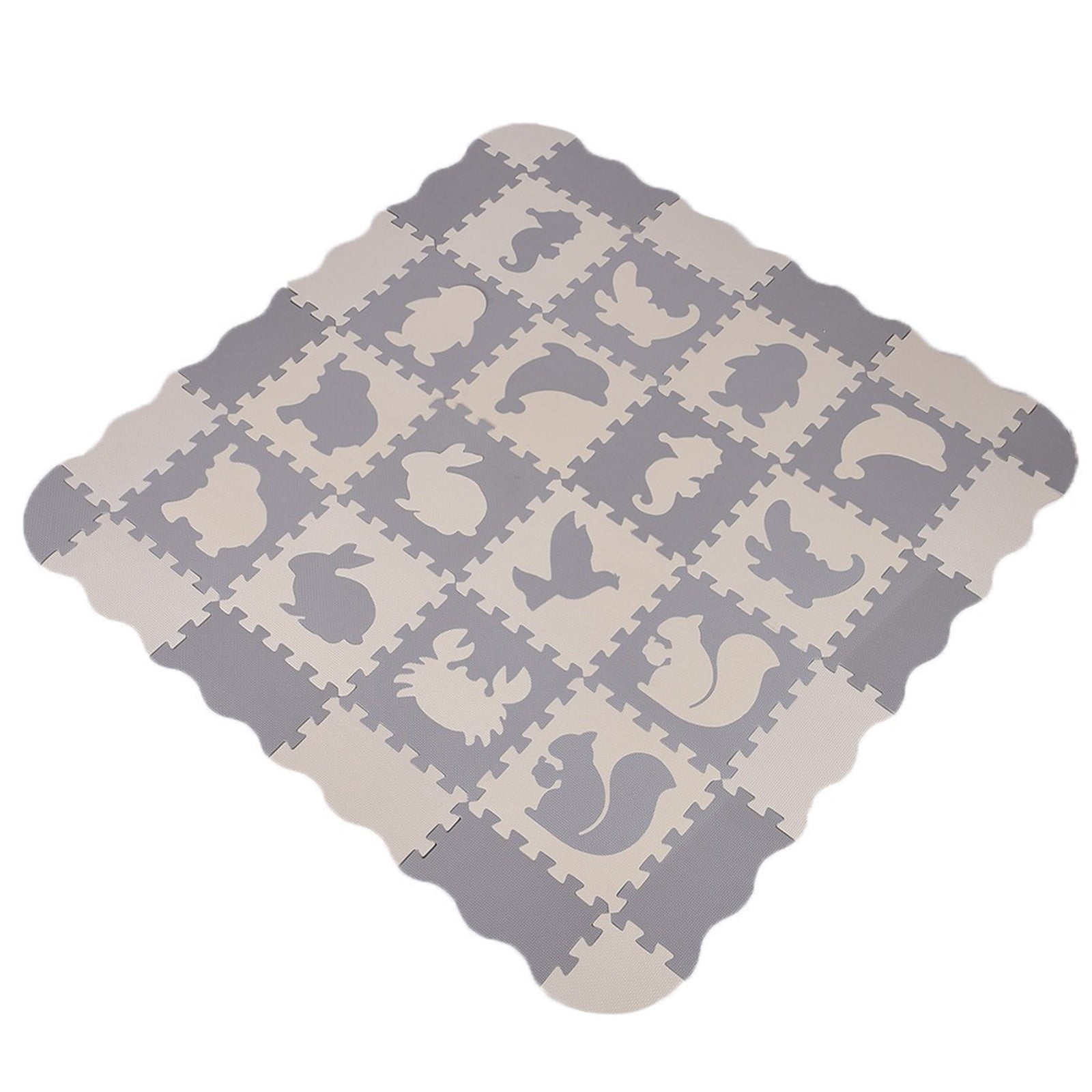 BJBSJSZ Kids Play Mat Interlocking Foam Floor Tiles, Animal Styles Puzzle Mat Soft Non-Toxic Crawling Foam Mat with Fence, Activity Playmat for Toddlers Room Decor