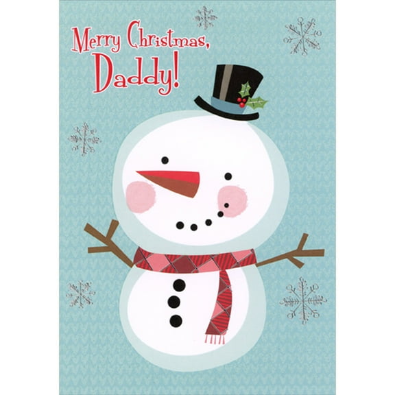 Designer Greetings Cute Two Snowball Snowman with Small Top Hat Juvenile Christmas Card for Daddy