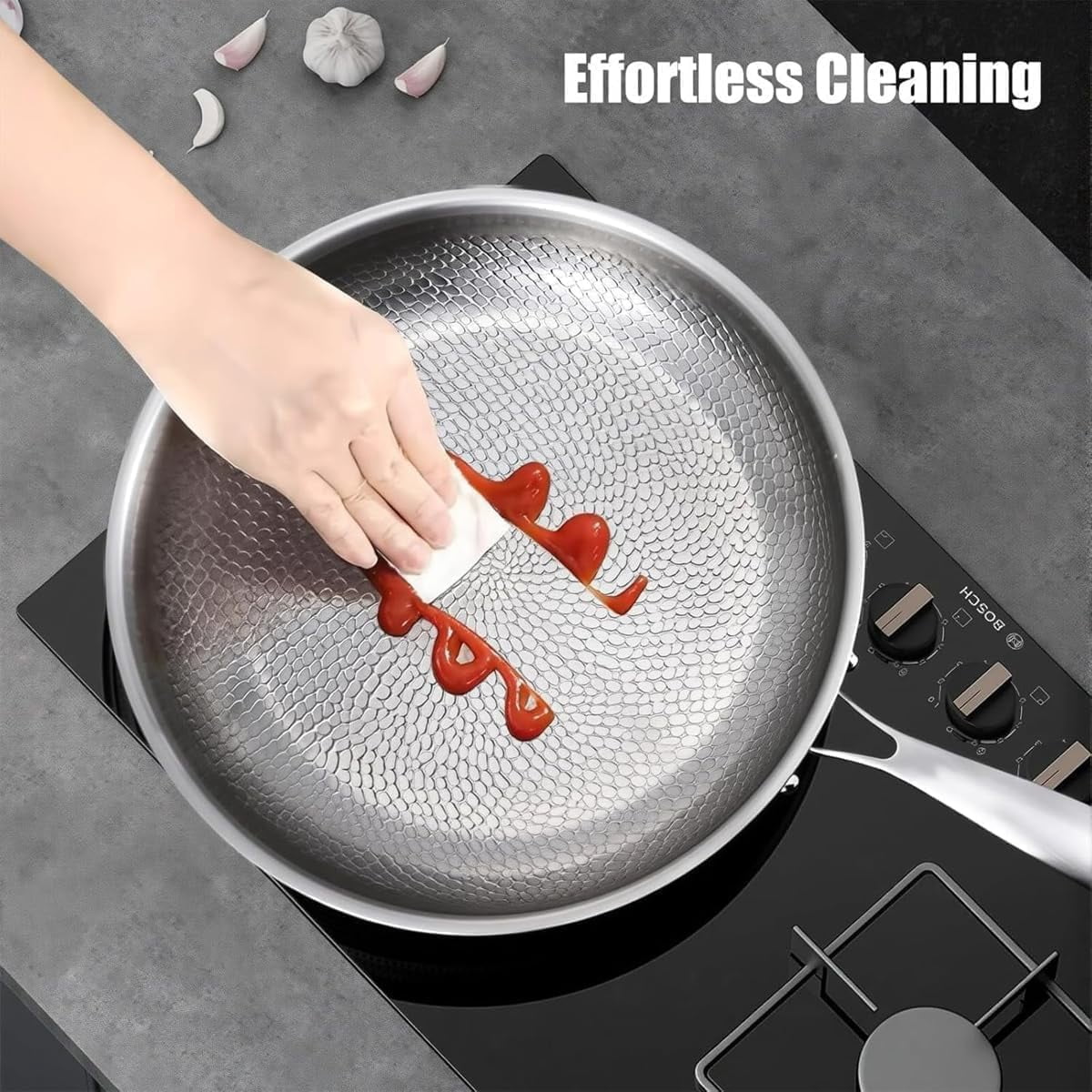 Titanium Hammered Pan Pro, 2026 New 100% Pure Titanium Fry Pan With Lid, No Coating Non-Stick Titanium Pans for Cooking Scratch-Resistant for Oven, Induction & All Cooktops (With Lid, 10.23in)