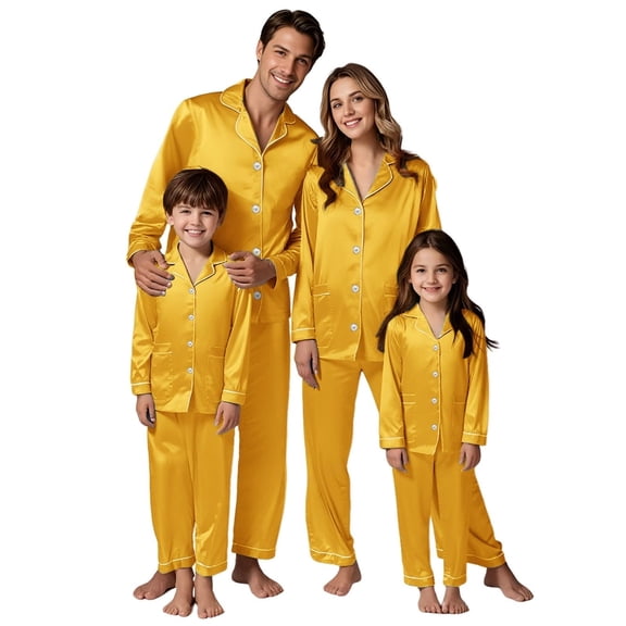 Family Christmas Pajamas Satin Pajamas Long Sleeve Button down Sleepwaear Holiday Funny Christmas Pajamas Christmas Pjs Womens