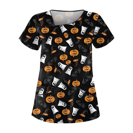 

Umitay nurse scrubs for women Women s Casual Printed Short Sleeve Workwear With Double Pocket Top