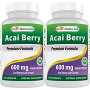 2 Pack Best Naturals Acai Berry 600 mg 120 Capsules