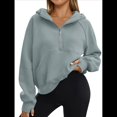 thumbnail image 3 of Sudaderas con Capucha para Mujer Sudaderas Forro Sudaderas de Entrenamiento de Moda de Otoño Chaquetas de Invierno Suéteres de Gran Tamaño Camisetas Ropa 2025 Gris Verde M, 3 of 8