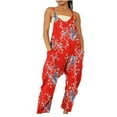 thumbnail image 2 of ICHUANYI Clearance Women's Casual Loose Baggy Pocket Jumpsuit Fashion Playsuit Trousers Overalls Sling Jumpsuit(Red, S) ICHUANYI WER2023080907278, 2 of 6