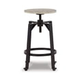 thumbnail image 2 of Benjara Xin 22-27 Inch Barstool, Set of 2, Adjustable Height, Light Brown, Black, 2 of 5