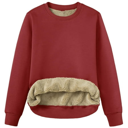 WENWU Women S Sweatshirt Womens Long Sleeve Sweatshirt Oversized Pullover for Women Red Plain Crewneck Sweatshirt Womens Fall Sweatshirts Casual Wear