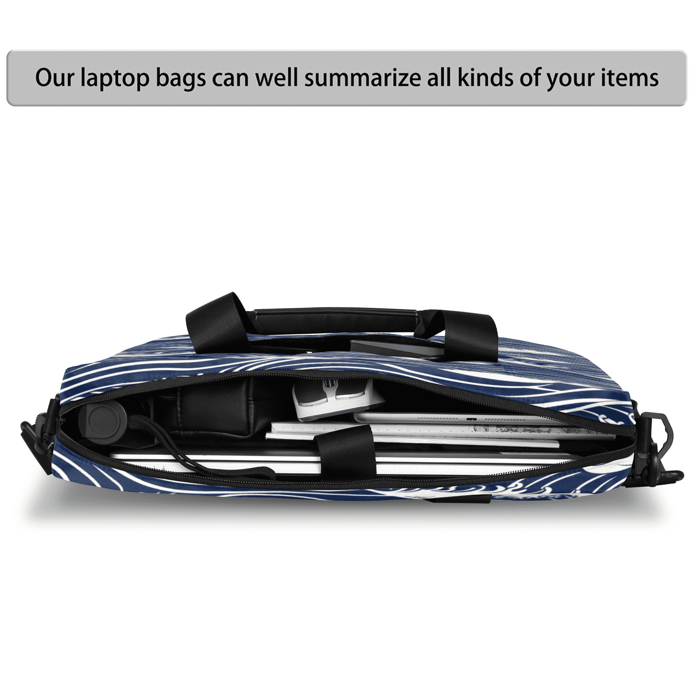 Herdesigns Blue Sea Wave Laptop Bag for Women Men, Computer Case Briefcase Messenger Bags, 15-15.6 inch Laptop Sleeve Shoulder Bag