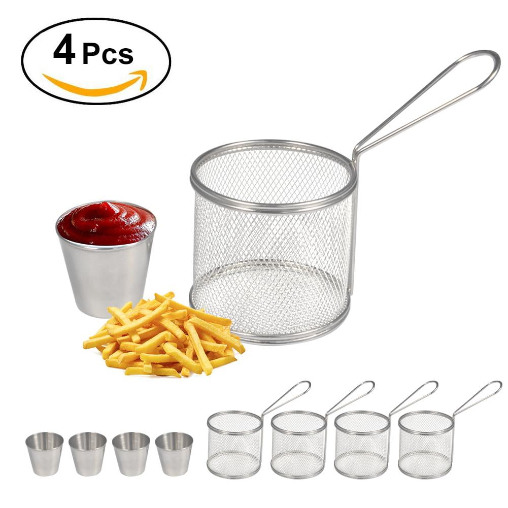 Topincn Fry Baskets Mini Round Stainless Steel French Fries Mesh Topincn Fry Baskets Mini Round Stainless Steel French Fries Mesh Fryer Basket Holder Cooking Tool Strainer Com
