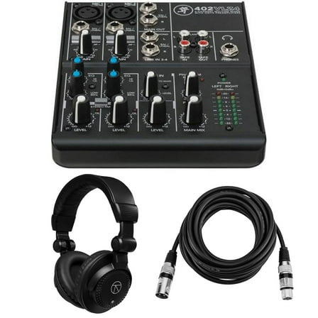 Mackie 4-Channel Ultra Compact Mixer, Bundle with TAPH100 Headphones and XLR Cable
