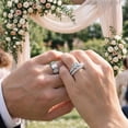 thumbnail image 2 of Ringheart Couple Rings Heart 1.5ct CZ White Gold Plated Women Wedding Ring Sets for Him and Her Rings Tungsten steel Men Ring, 2 of 6