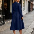 thumbnail image 6 of Karymi Stand‑Collared V‑Neck Long‑Sleeve Solid Midi Dresses for Women, High‑Waist A‑Line Formal Dress, 6 of 6