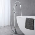 thumbnail image 3 of BATHLET  Freestanding Bathtub Floor-Mount Faucet Tub Filler with Hand Shower Chrome/Clear Chrome Finish, 3 of 5