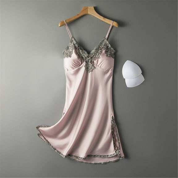 WCJM Women'S Blended Pajamas Grey Womens Short S0Leeve V Neck Homewear Pajamas Long Dress Nightgowns Sleepwear Polyester