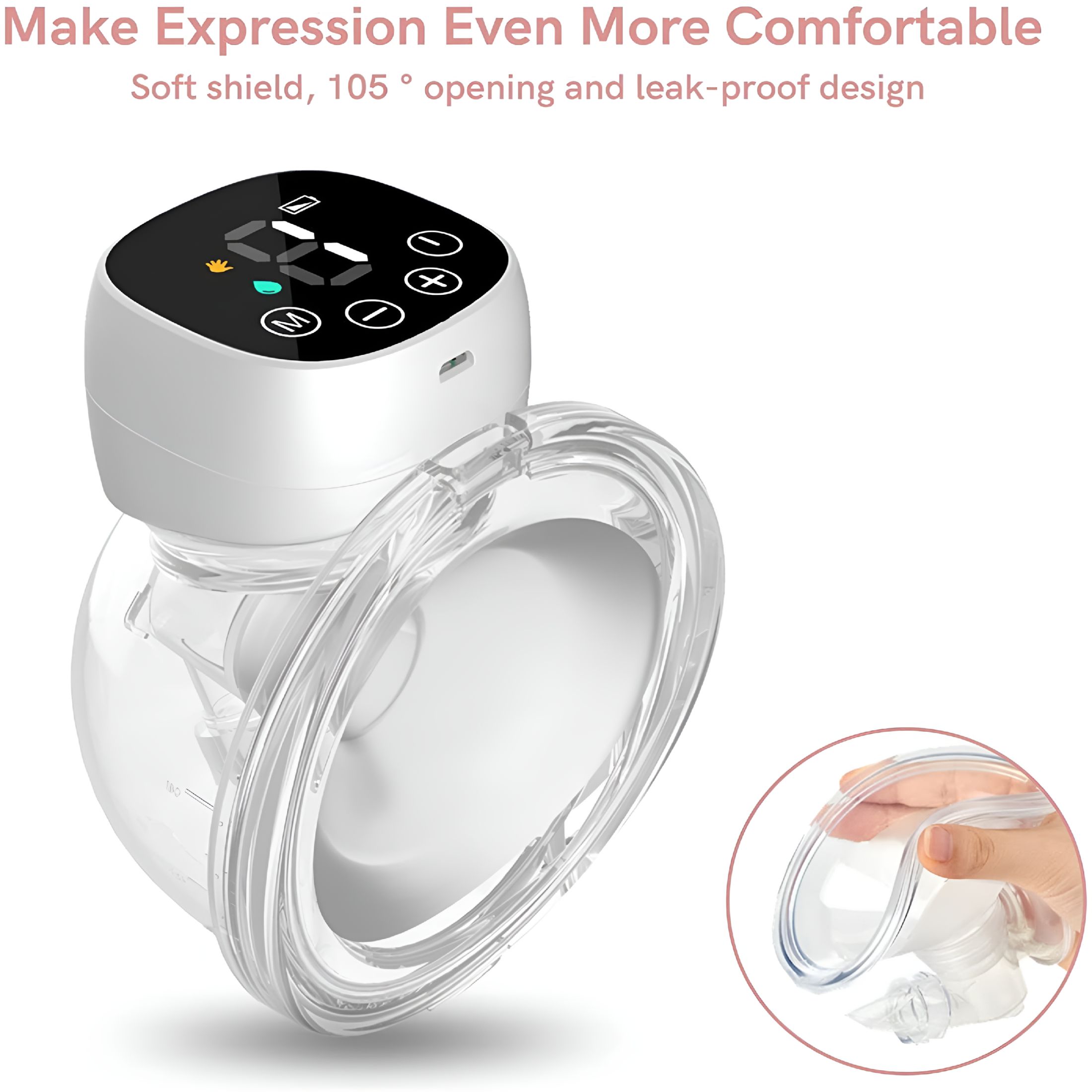 XIRQI Wearable Pump Electric Pump Hands Free Electric Pump With 3 Modes & 9 Levels Low Noise & No Pain Wireless Breastfeeding Pump Included 24Mm, 21Mm, 19Mm, 17Mm Flange