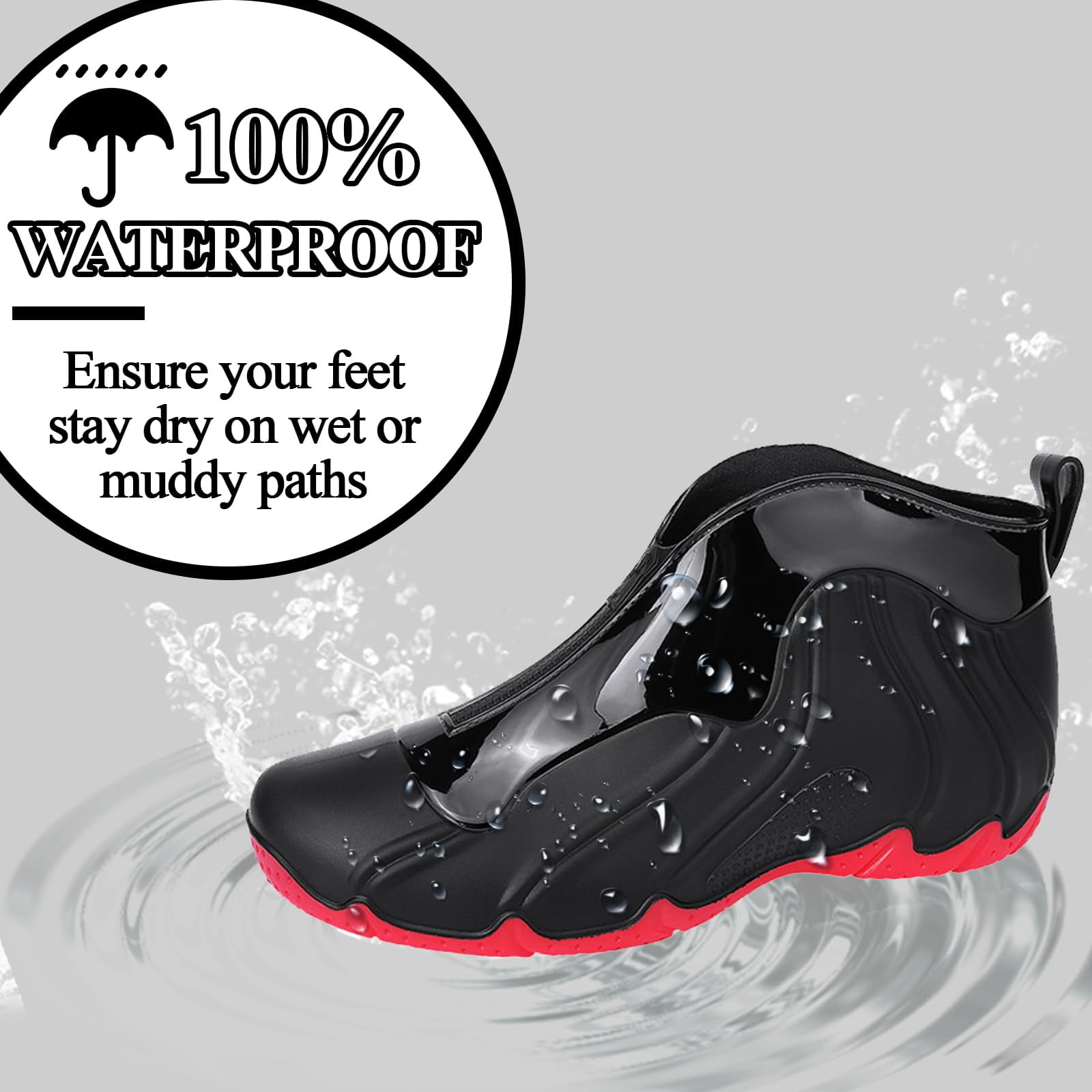 AUXDIQ Rain Boots Men Short Ankle Waterproof Rain Shoes Outdoor Garden Shoes