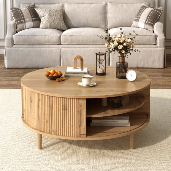 Coffee Pine Coffee Table with Minimalist, Living Room