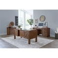 thumbnail image 2 of Rustic Half Pedestal Desk Wood Office Writing Table Fully Assembled Brown, 2 of 13